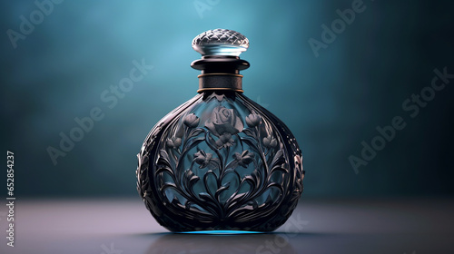 black floral theme perfume bottle , luxurious fragrance flacon