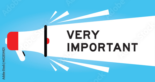 Color megaphone icon with word very important in white banner on blue background