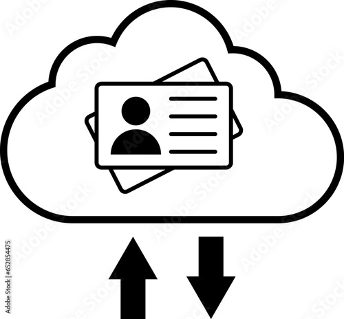 Data document Management System on cloud online documentation database and digital file storage system, database technology, file access. Vector illustration.