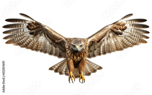 Brown Tailed Hawk Bird is Flaying Forward Isolated on Transparent Background PNG. Generative AI