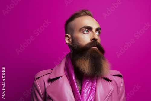 individual rocking both a beard and makeup, defying norms