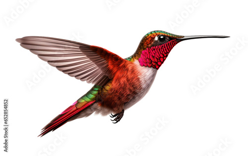 Ruby Throated Hummingbird Archilochus in Flying Isolated on Transparent Background PNG. Generative AI