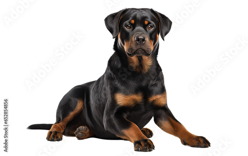 Rottweiler Black and Brown Dog Isolated on Transparent Background PNG. Generative AI © Haider