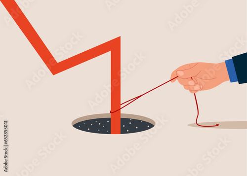 Economic recession. The stock market crashed during a crisis. Flat vector illustration