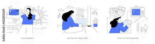 Travel blogger isolated cartoon vector illustrations se