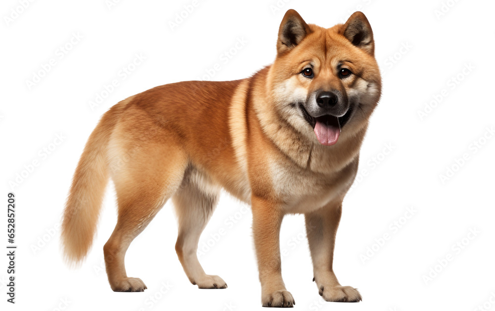 Akita Dog is Standing Isolated on Transparent Background PNG. Generative AI