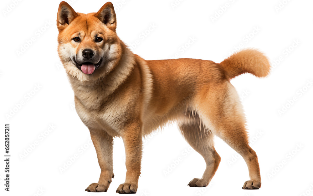 Akita Dog is Standing Isolated on Transparent Background PNG. Generative AI