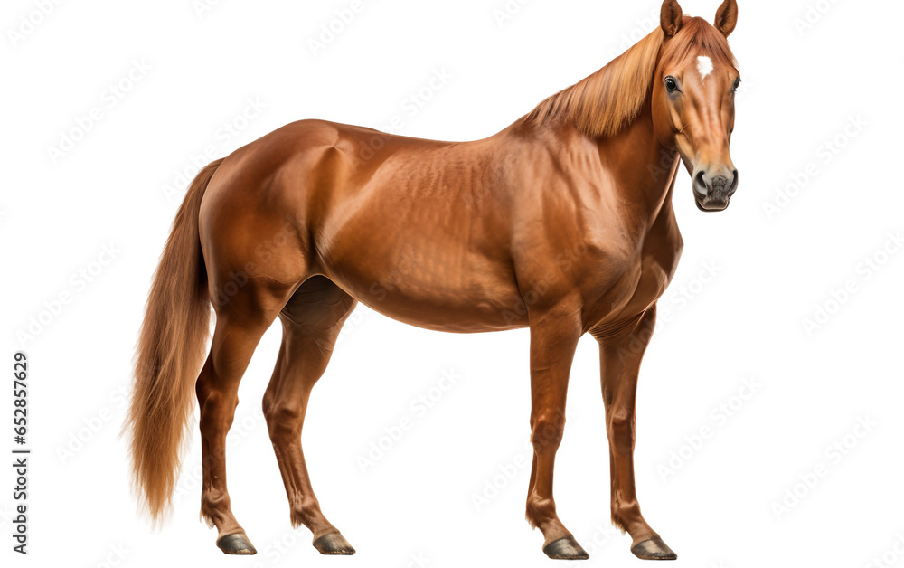 Standing American Quarter Horse Isolated on Transparent Background PNG. Generative AI