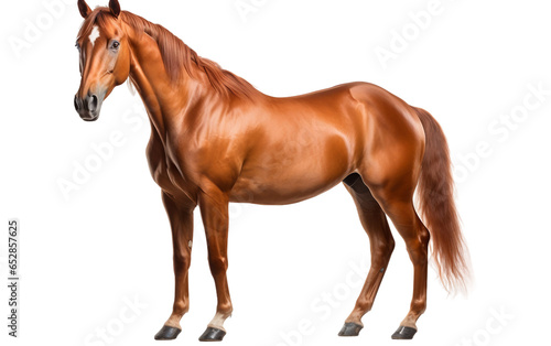 Standing an American Saddlebred Brown Horse Isolated on Transparent Background PNG. Generative AI photo