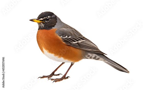 Sitting American Robin Bird Isolated on Transparent Background PNG. Generative AI
