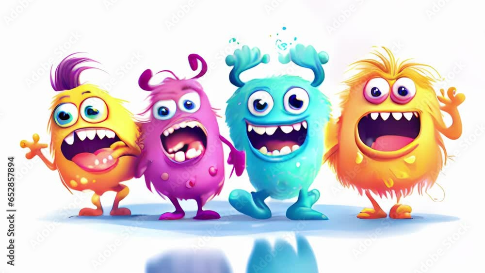A group of monsters having a dance party, with funny and clumsy moves. Halloween cartoon A group of monsters having a dance party, with funny and clumsy moves. Halloween cartoon