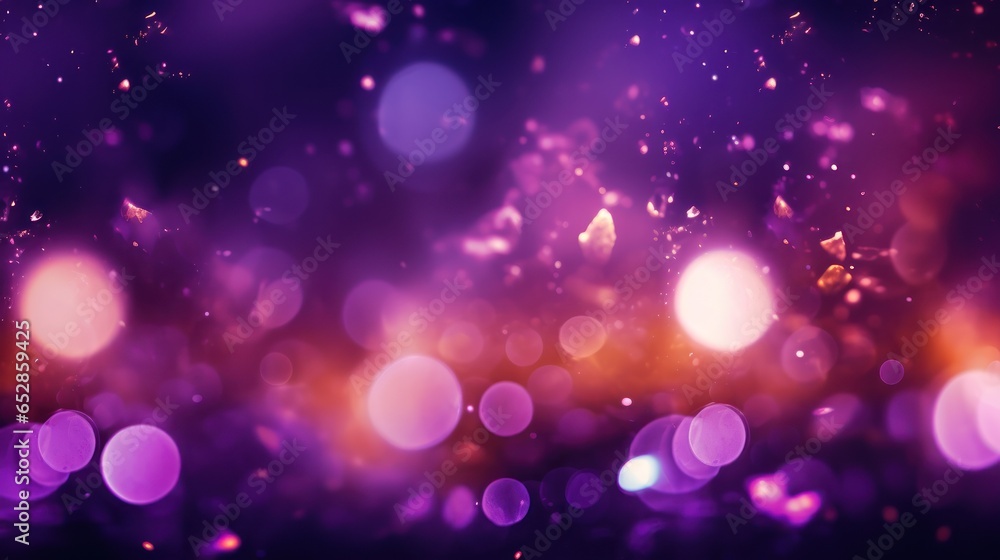 Glistening bokeh lights on an abstract purple background.