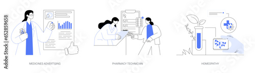 Pharmaceutical market abstract concept vector illustrations.