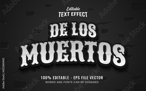 de los muertos for halloween event editable text effect Premium Vector