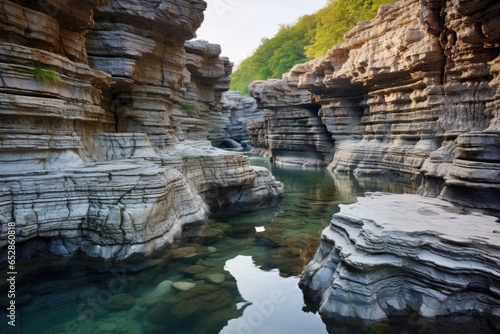 flowing river eroding sedimentary rocks