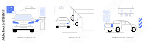 Smart parking management system abstract concept vector illustrations.