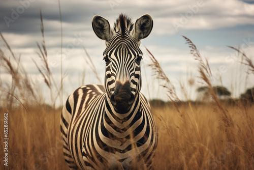 cute zebra animal on the grassland