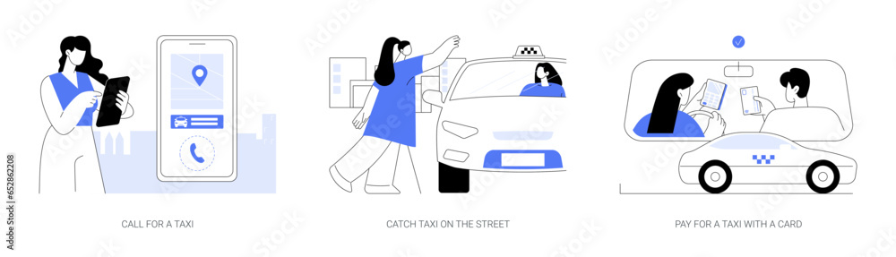 Taxi services abstract concept vector illustrations. - obrazy, fototapety, plakaty 