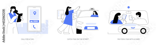 Taxi services abstract concept vector illustrations.