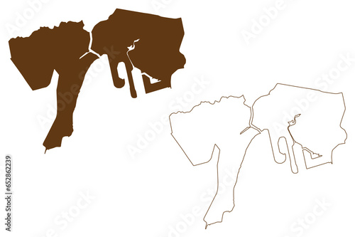 Bayside Council (Commonwealth of Australia, New South Wales, NSW) map vector illustration, scribble sketch Bayside map