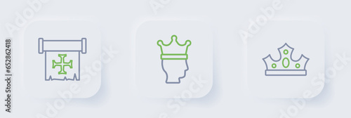 Set line King crown, and Crusade icon. Vector