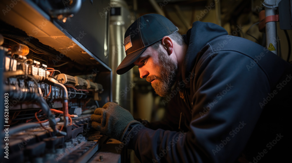 an electrician is trying to repair something in the house an electrician is trying to repair something in the house