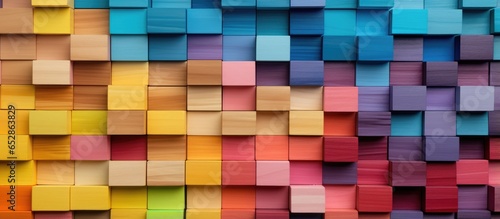 Colorful wooden blocks forming a backdrop for creative growth