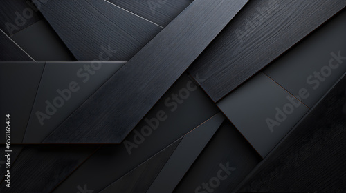 Geometric shapes of black paper, composition abstract.