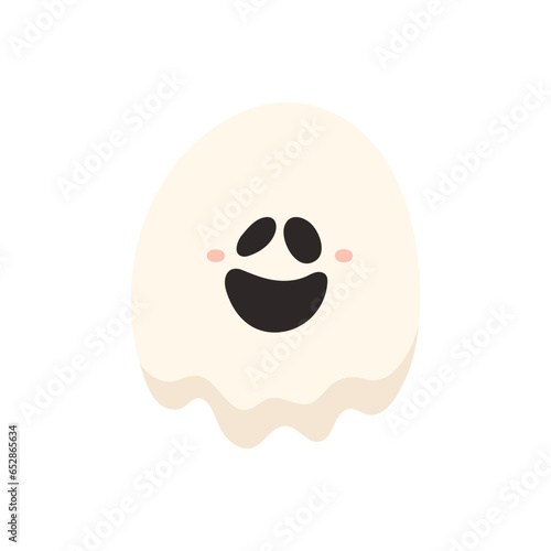 Cute Halloween alphabet letter O ghost character. Funny kids decorative lettering. for t-shirt, nursery decoration, baby shower, greeting card, invitation, scrapbooking. Vector stock illustration