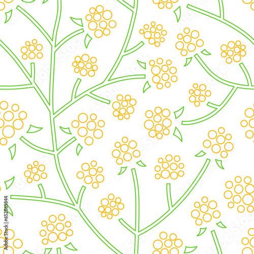 Seamless pattern with cloudberry thickets.