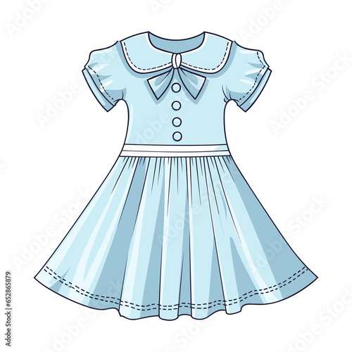 Dress with fluffy skirt color variation, kindergarten dress illustration