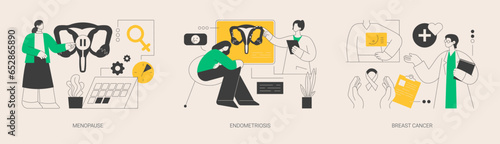 Female health issues abstract concept vector illustrations.