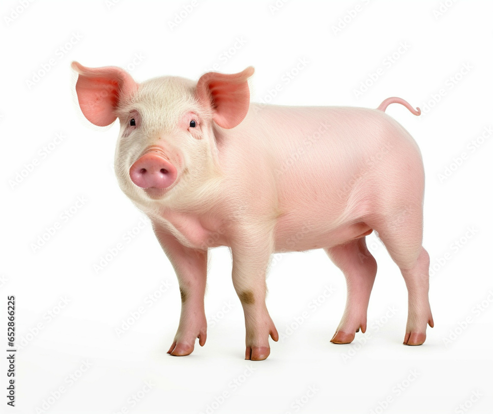 Pig isolated on white background.Organic food,organic pork,organic pig farming concept. Pig isolated on white background.Organic food,organic pork,organic pig farming concept.