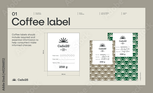 Brand identity guideline template to create visual identity of cafe, coffee shop or restaurant