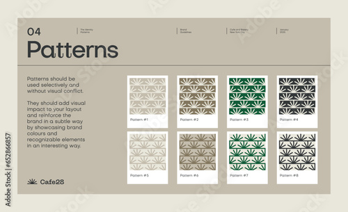 Brand identity guideline template to create visual identity of cafe, coffee shop or restaurant