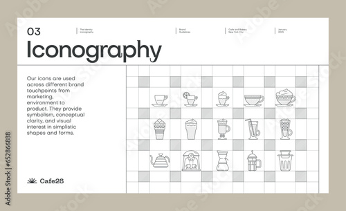 Brand identity guideline template to create visual identity of cafe, coffee shop or restaurant