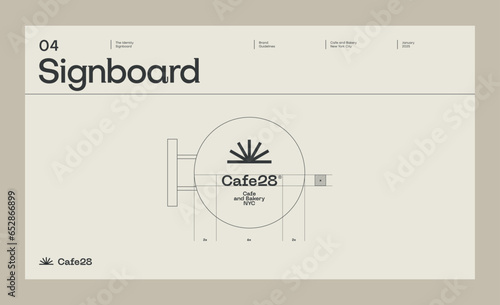 Brand identity guideline template to create visual identity of cafe, coffee shop or restaurant