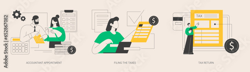 Tax agent service abstract concept vector illustrations.