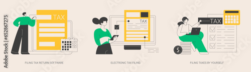 Filing taxes by yourself abstract concept vector illustrations.