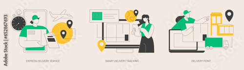 Global postal mail abstract concept vector illustrations.