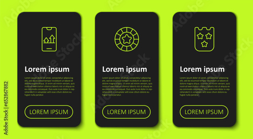 Set line Online sports betting, Casino chips and Lottery ticket. Business infographic template. Vector