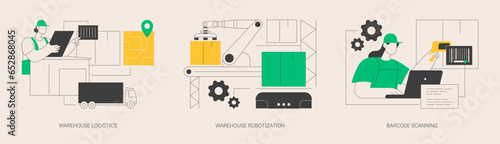 Storage automation abstract concept vector illustrations.