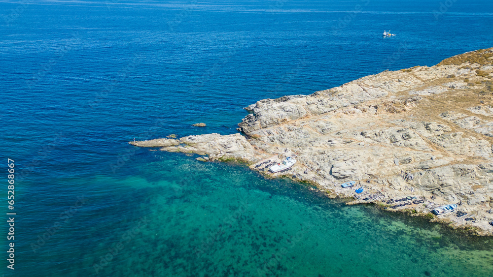 Kapidag Peninsula coastline drone view in Turkey