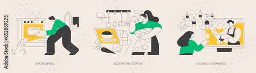 Homemade food and delivery abstract concept vector illustrations.