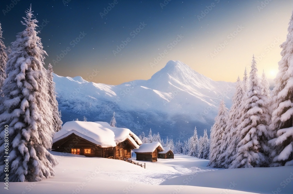 eine wundervolle Berglandschaft im weißen Schnee im Winter