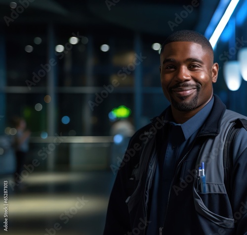 Black Male Security Guard Occupation Employment Work Environment Background Generative AI