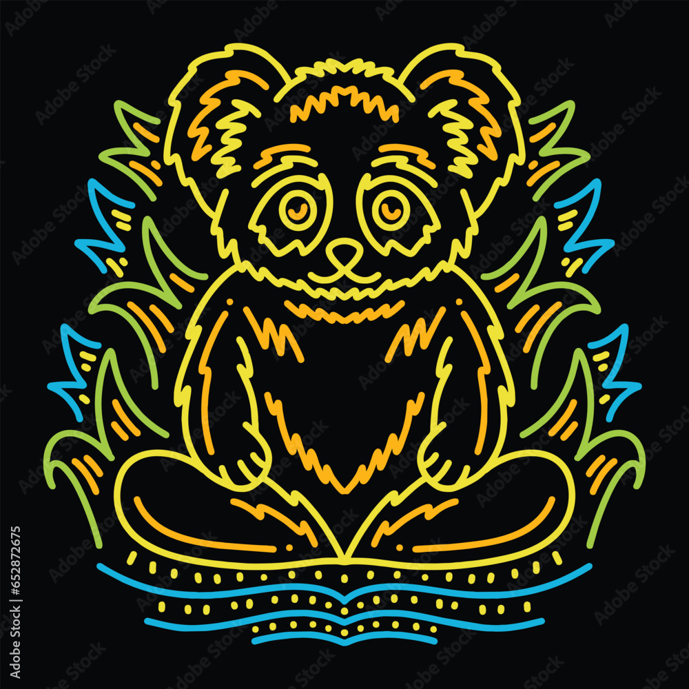 Colorful Monoline Koala Vector Graphic Design illustration Emblem