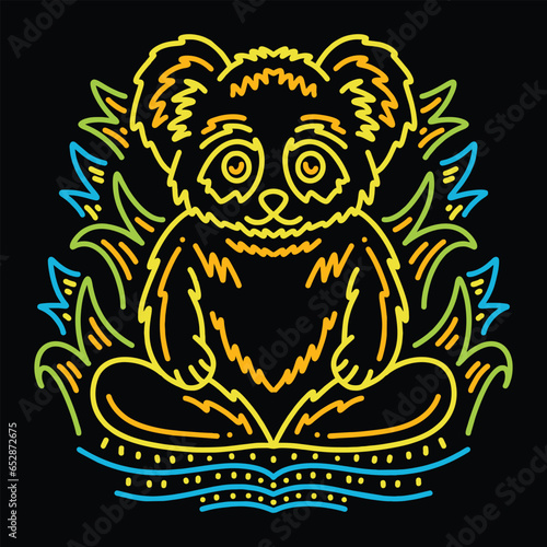 Colorful Monoline Koala Vector Graphic Design illustration Emblem