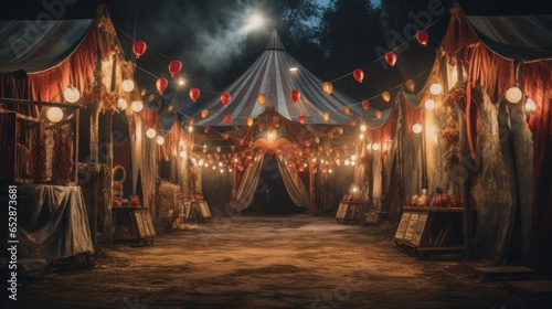 Vintage abandoned carnival with spooky look Halloween concept for creepy carnival organizers Circus-themed party