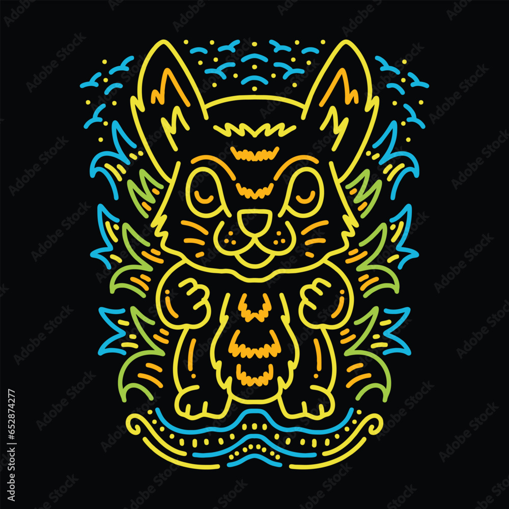 Fototapeta premium Colorful Monoline Rabbit Vector Graphic Design illustration Emblem